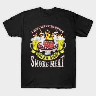 BBQ Grilling Beer TShirt Smoke Meat Funny Quotes Humor Gift T-Shirt